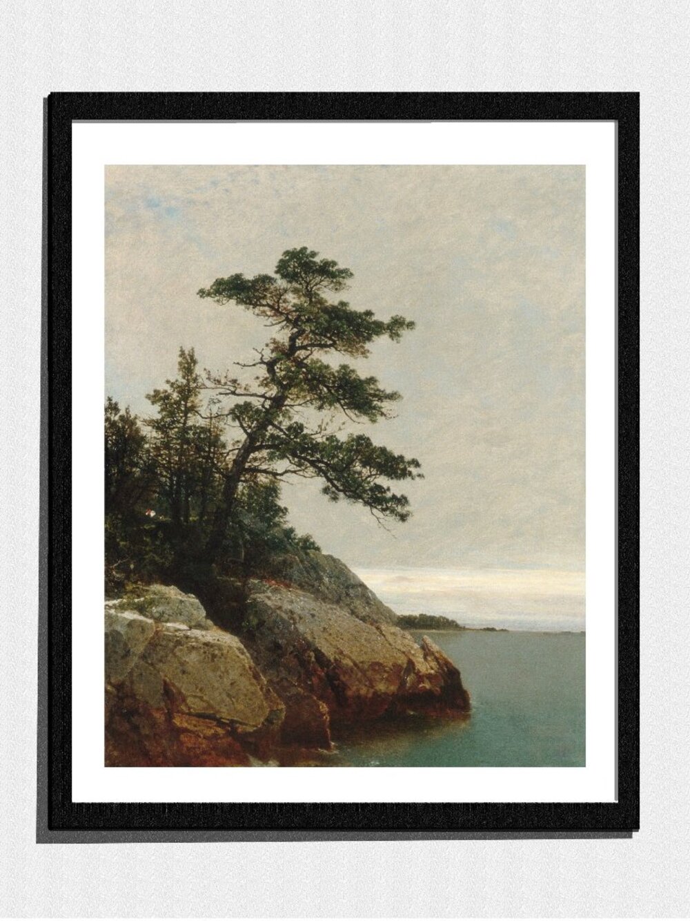 Art Print, Impressionist Rock Tree Seascape